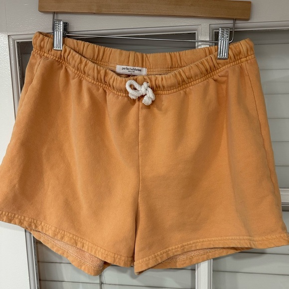 Perfectwhitetee French Terry Sweatshirt and Short Set in Clementine - Picture 4 of 4